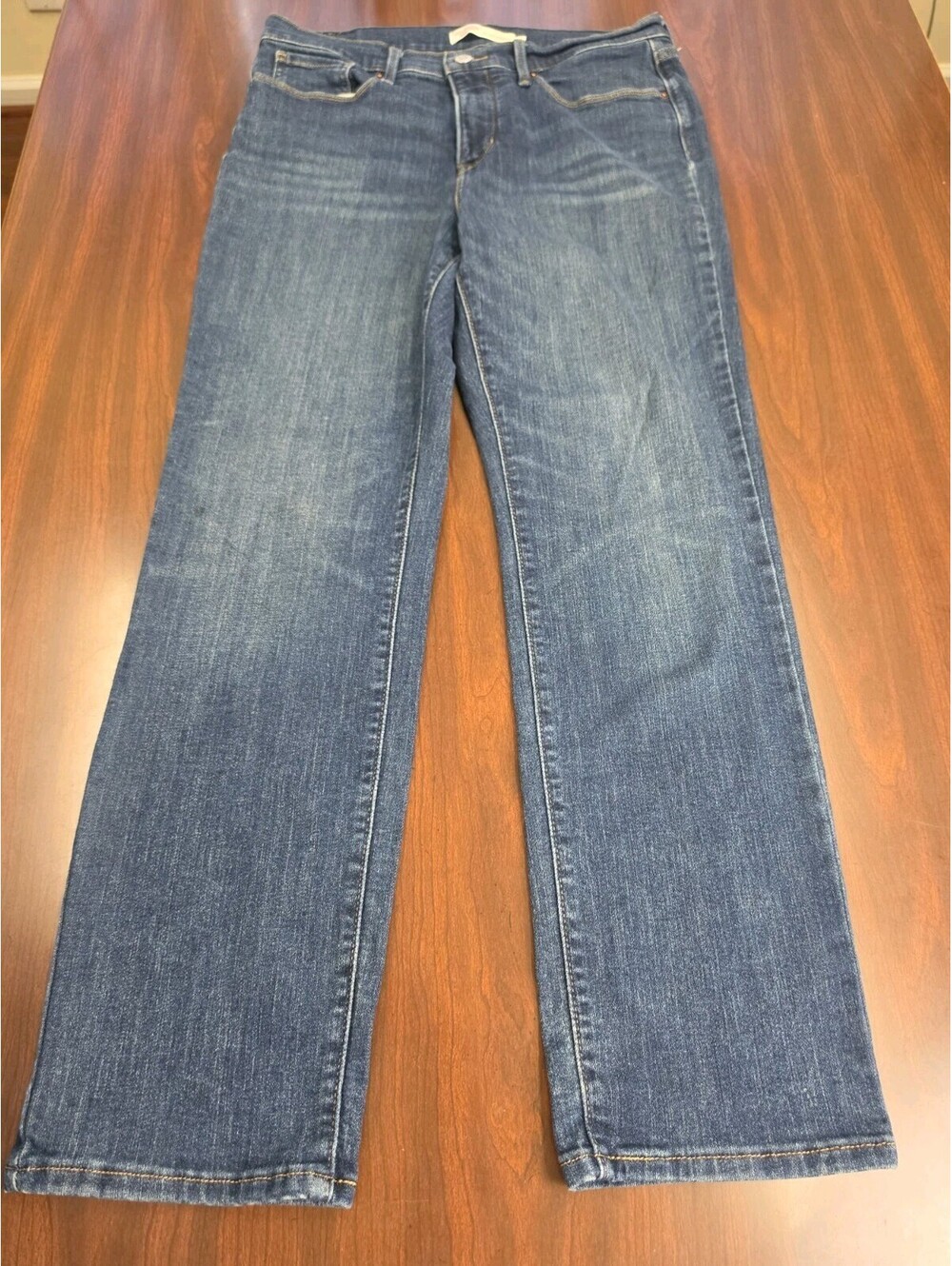 Levi Stauss Signature Mid Rise Straight Jeans Size 12 Blue Denim Comfort Core